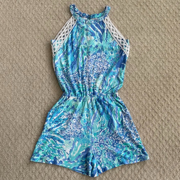 Lilly Pulitzer LaLa Romper Blue Haven Hey Hey Soleil Size XXS Summer Preppy - Picture 3 of 14
